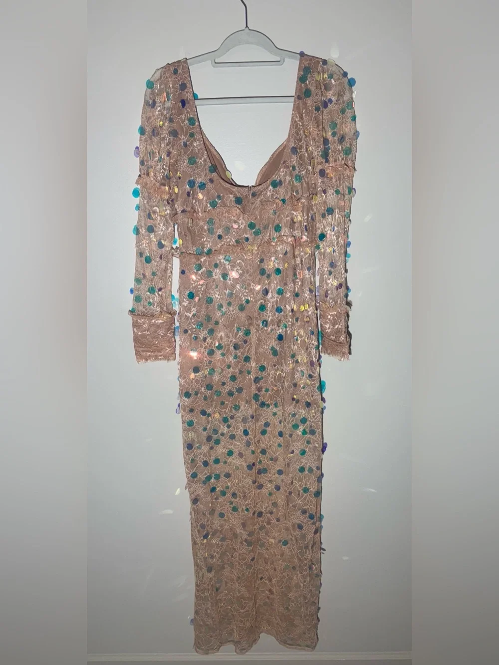 NWT For Love & Lemons Ace Sequin Lace Maxi Dress | Large - Picture 7 of 13